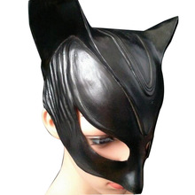 假面舞会派对猫女脸谱鞭子黑色猫女郎面具乳胶头套派对道具面罩新