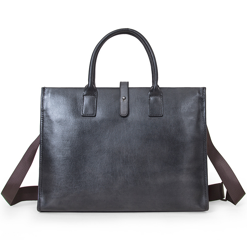 New Genuine Leather Handbag Men's Multi functional Handheld Briefcase Business Minimalist Computer Bag_voghion.com