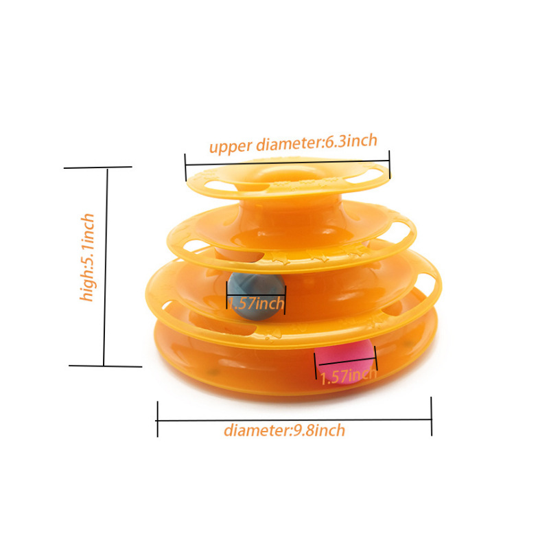 宠物猫咪玩具逗猫自嗨神器轨道球盘 逗猫太空塔互动轨道球游乐盘
