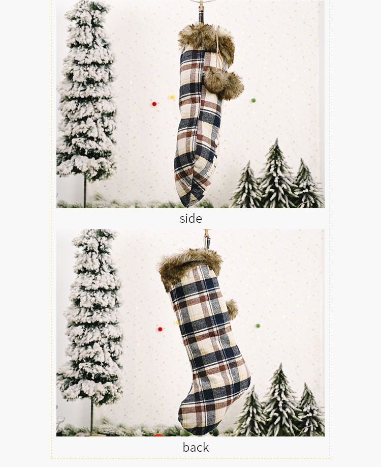 Christmas Decorations Plaid Cloth Dog Bone Christmas Socks display picture 11