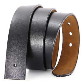 二层仿古3.7黑色椭圆孔无头皮带男牛皮针扣真皮带身男士裤带青年腰带不带头皮带条