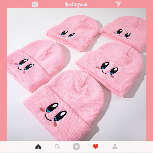 Kirby Cold Hat Warm Pink Hat Japanese Cute Trendy Cool Student Ins Wool Hat Fashion Versatile Style