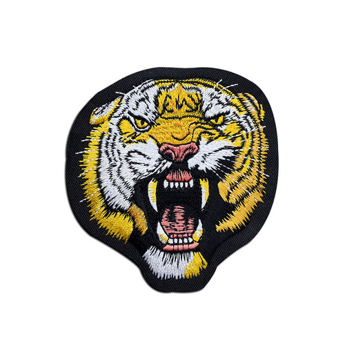 Tiger Head Embroidered Fabric Patch Badge DIY Clothes Denim Jacket Patch Hole Sticker Embroidery Label Patch Material Iron On Patch