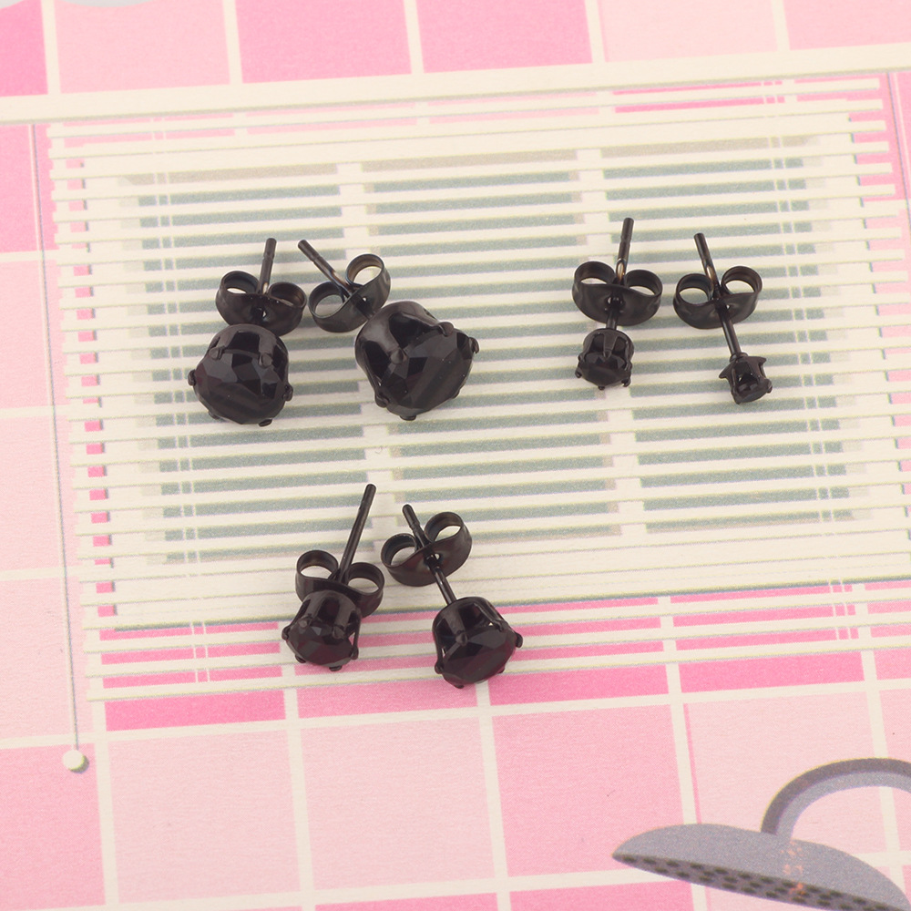 Cross border Korean Simple Round Zircon Earrings for Men and Women Ear Jewelry detail image 12