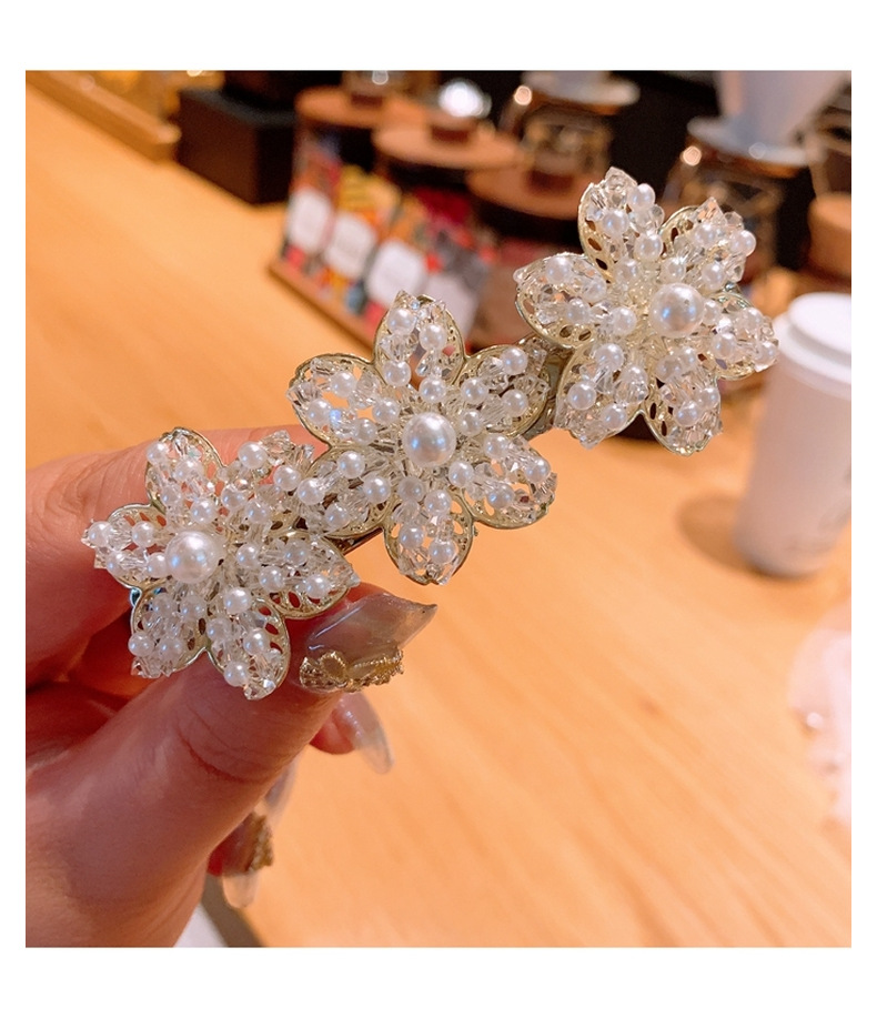 Korean Original Handmade Rice Grain Pearl Crystal Mix  Match Bright Flower Headband  Wholesale Nihaojewelry display picture 9