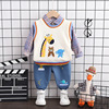 Children's knitted sweater, denim shirt, set, Korean style, long sleeve, children's clothing, 3 piece set