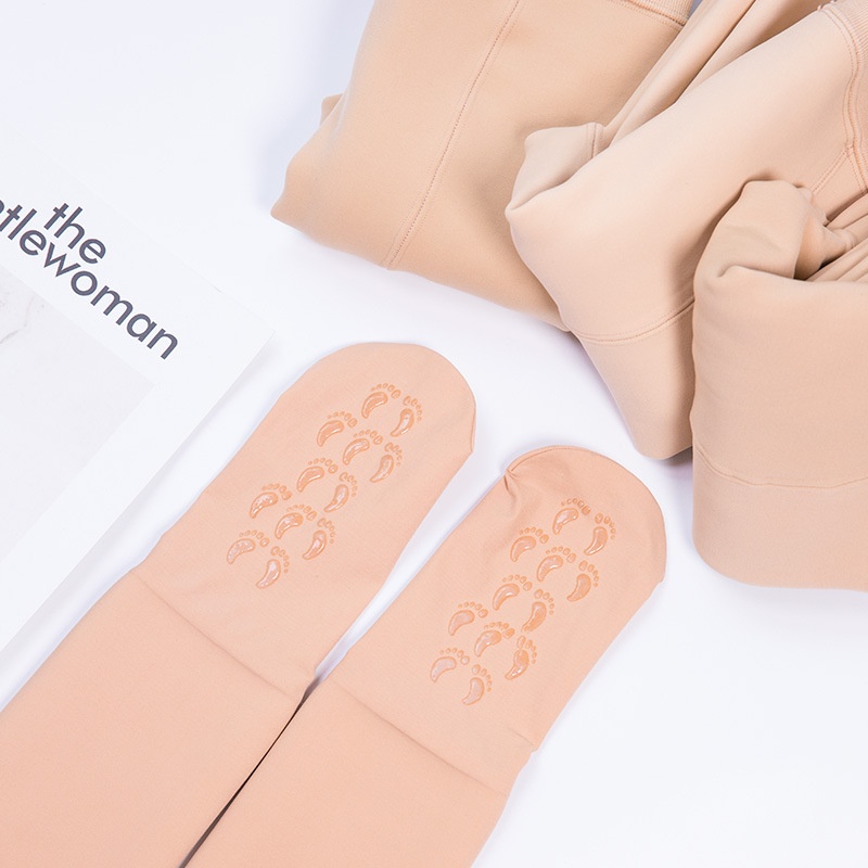 Fleece-lined Thickened Autumn and Winter Leggings Women's Warm Silk Stockings Meat Skin Color Bare Light-sensitive Legs Invisible Artifact Pantyhose Foot