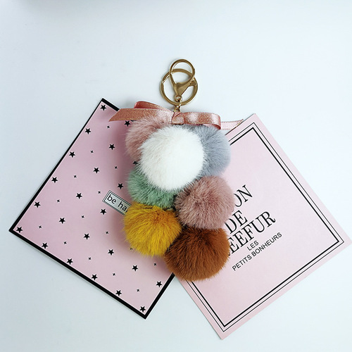 New creative grape bunch keychain Rex rabbit plush bow key pendant fresh heart bag accessories wholesale