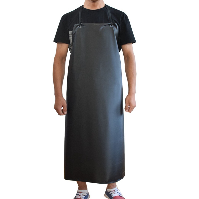 A prueba de aceite a prueba de ácido y a prueba de álcali delantal acuático de doble capa resistente al aceite cocina extra-grande engrosada PVC delantal de cuero mariscos cintura