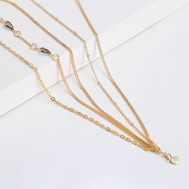 Crystal Tassel Pendant Multi-layer Necklace display picture 6