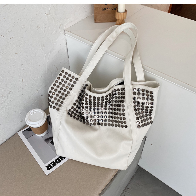 Solid Color Pattern Women's Large Pu Leather Solid Color Streetwear Square Zipper Shoulder Bag Tote Bag