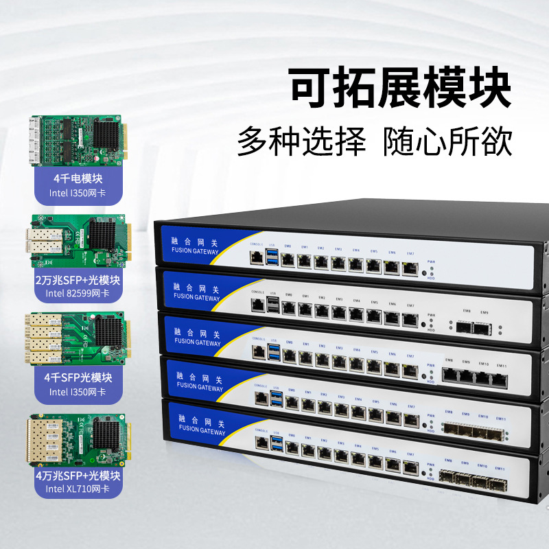 软路由器网安防火墙工控机万千兆SFP+光纤端口有线多网络卡网关闸|ru