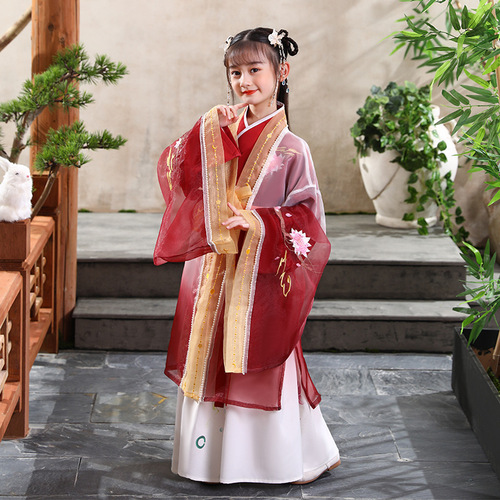 Children Chinese Hanfu fairy dress fairy elegant super fairy children Xianyi Ru skirt ancient girl princess skirt