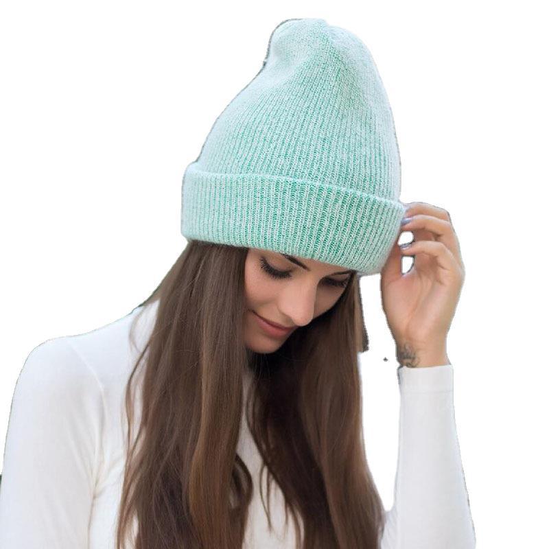 Japanese Angora Rabbit Hair Fashion Women's Curled Knitted Pullover Woolen Hat Thickened Autumn and Winter New Style_voghion.com