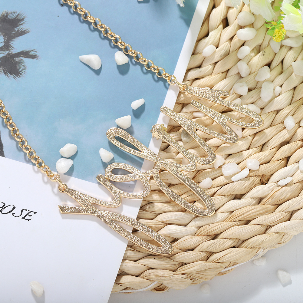 Korean new simple fashion letters diamond diamond hip hop alloy necklace wholesale