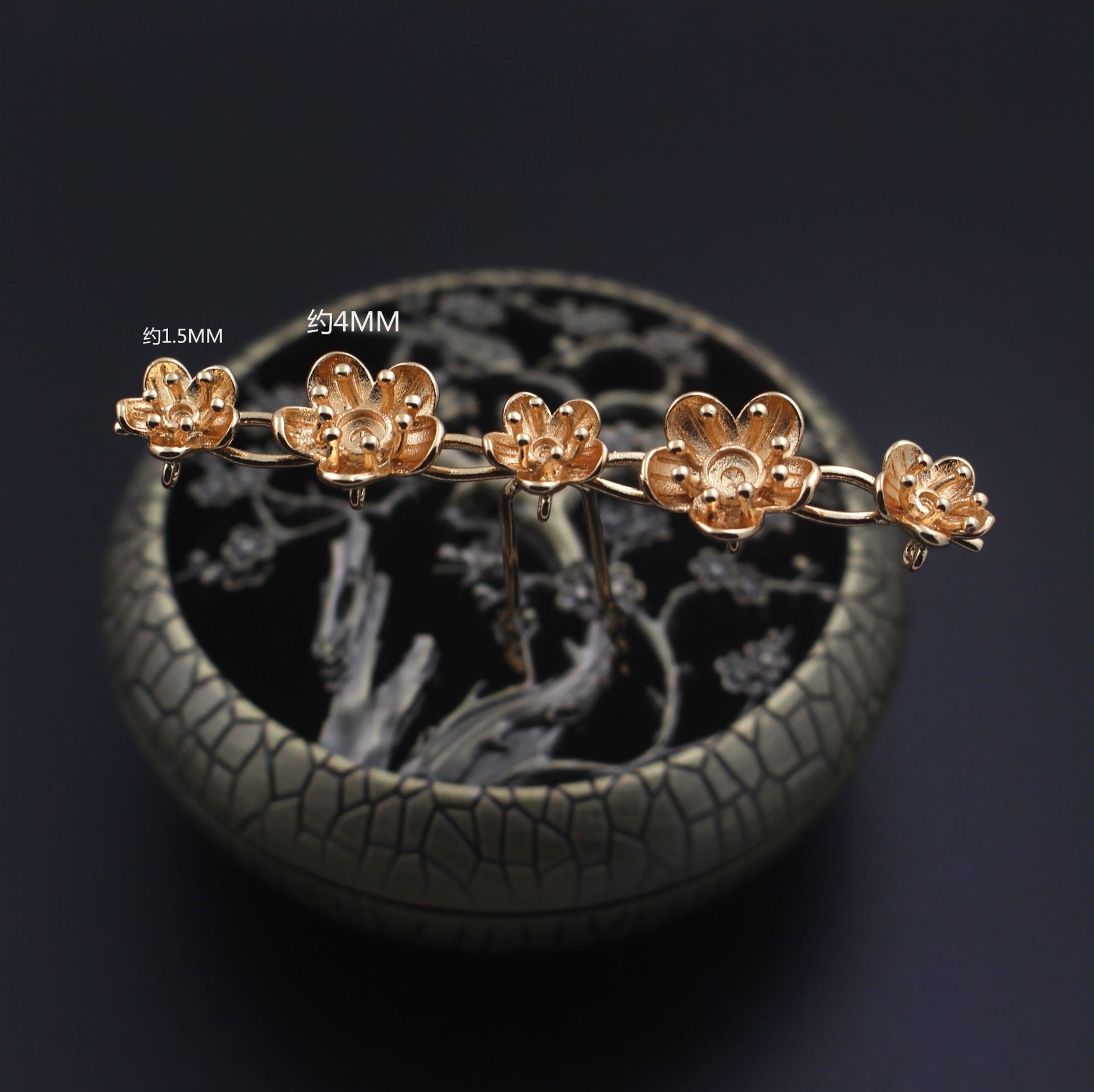 尚嘉古风饰品配件 铸铜五朵花焊接波浪发钗发簪 发饰头饰材料