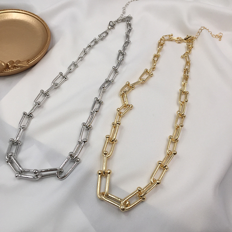 Golden Chain Necklace Cold Wind Hip-hop Exaggerated Korean Trendy Personality Thick Clavicle Chain Wholesale display picture 6