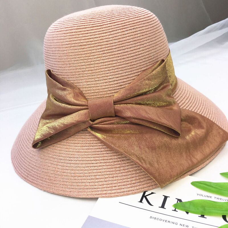 Korean Fashion All-match Sun Hat Summer Outdoor Seaside Sun Protection Basin Hat Bright Ribbon Foldable Straw Hat