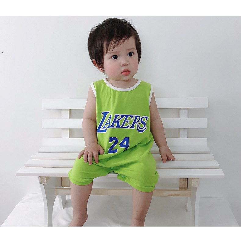 Sommer Baby Ärmellose Weste Kurze Kriechende Jungen Baby Basketball Kleidung Baby Einteilige Neugeborene Sportswear Stram Pler Sommer display picture 4