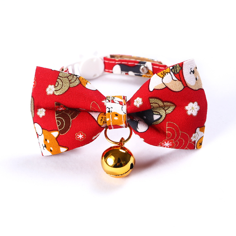 Gatos de ganancia ajustables perros de lazo de mascota collar de campana arco gatos perros collar general estilo japonés y coreano