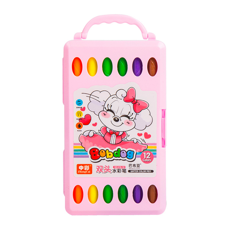 Zhongcai 218 de doble cabeza de acuarela pluma suave pluma de color pluma + gancho pluma Multi-propósito niños materiales de pintura