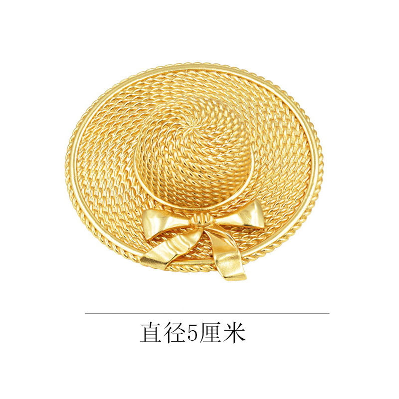 Vintage Straw Hat Pearl Leaf Palace Golden Brooch Wholesale display picture 2