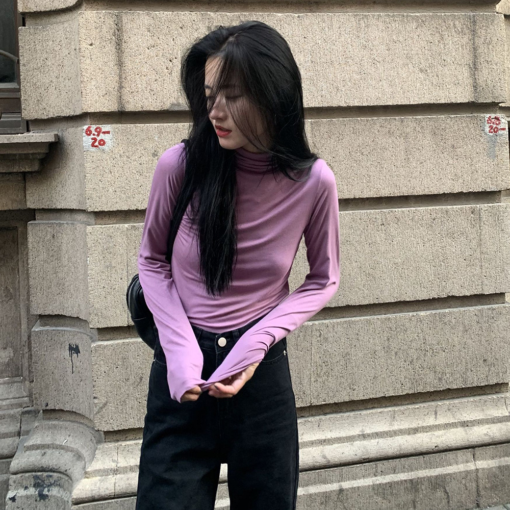 Nan Tao South Korea Solid Color Dui Dui Ling Bottoming Shirt 2020 Autumn And Winter Slim Inner Turtleneck Long-sleeve T-shirt Women's Clothing Wholesale
