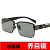 Ballless crystal glass sunglasses men's sunglasses flat glossy wear-resistant glass sunglasses