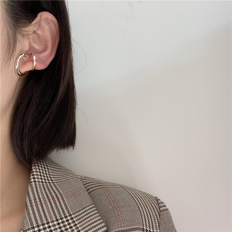 Korean Simple Without Piercing Ear Buckle Double Ring Ear Clip Ear Bone Clip display picture 1