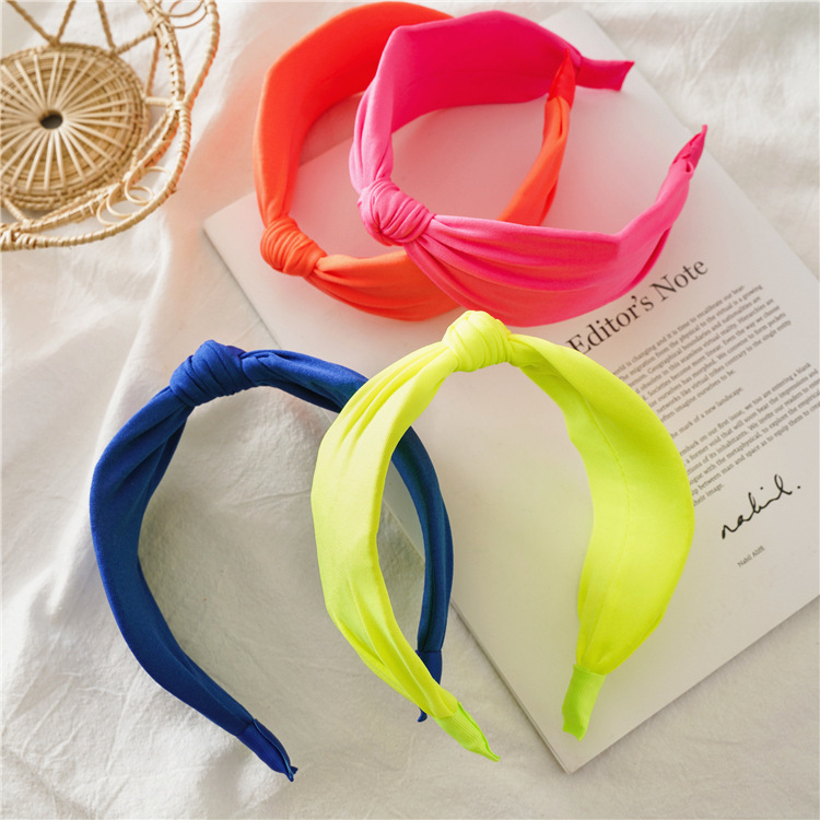 Sweet Solid Color Knot Cloth Hair Band display picture 3