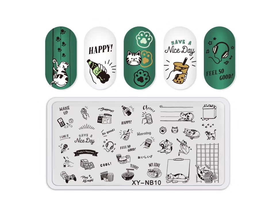 Nueva plantilla de impresión de uñas DIY película Azul de impresión de uñas esmalte de uñas placa de acero pintada XY-NB16