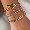 Fashionable accessory, golden metal bracelet, round beads, jewelry, European style