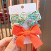 Children's hair accessory, bangs, hairpins, hairgrip with bow, floral print, Korean style