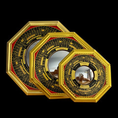 金邊羅經八卦鏡凸鏡凹鏡羅金鏡工藝品掛件產家批發
