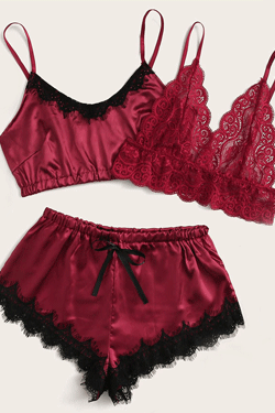 new sexy temptation strap satin ruffled two-piece underwear NSYO9752