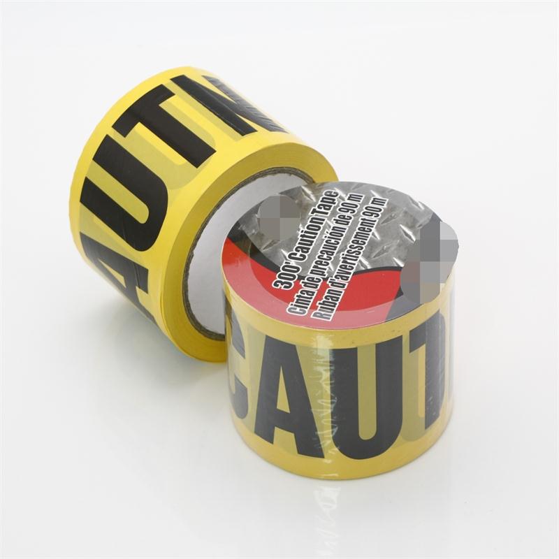 跨境货源PE警示带黄色caution胶带 一次性红白 黄黑条纹警示带