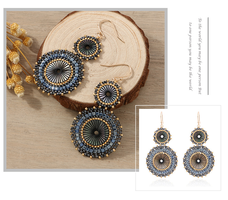 1 Pair Quantity Holiday, Travel Occasion Seed Bead Material 1 Pair Retro Bohemian Round Seed Bead Drop Earrings