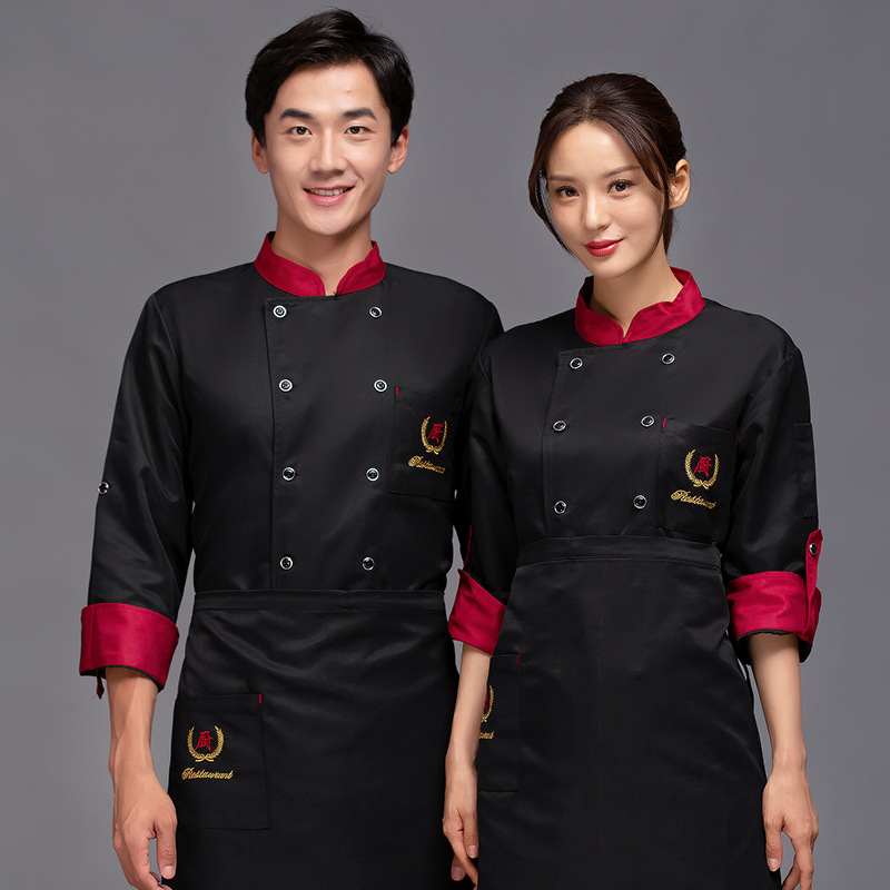 餐饮厨师工作服男短袖透气网夏季加大码酒饭店长袖秋冬装可调节袖