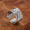 One size retro ring, ethnic silver bracelet suitable for men and women, silver 999 sample, ethnic style, on index finger