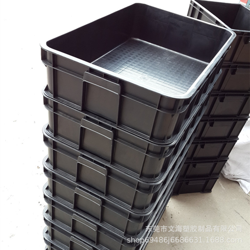 现货供应加厚黑色电子元件箱 塑料防静电周转箱 可配套内格刀卡