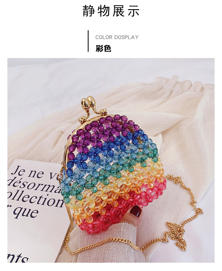 fashion beaded woven colorful chain shoulder mini bagpicture20