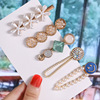 Hair accessory, hairgrip from pearl, set with bow, bangs, hairpins, Korean style, internet celebrity