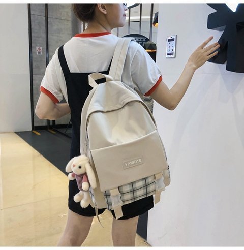 Schoolbag Korean Fashion Harajuku Cute Girl Student Small Fresh Contrast Color Plaid Backpack  Wholesale Nihaojewelry display picture 122