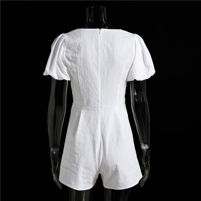linen cotton high waist sexy V-neck wide-leg shorts NSAG8062