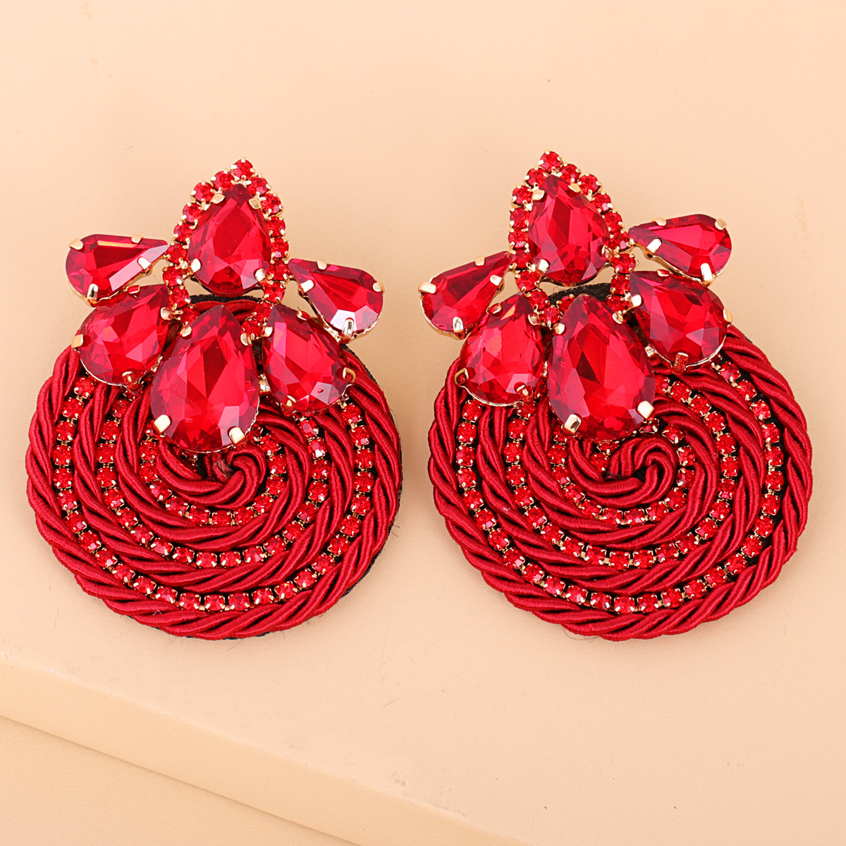 Rhinestone Geometric Round Exaggerated Earrings display picture 6