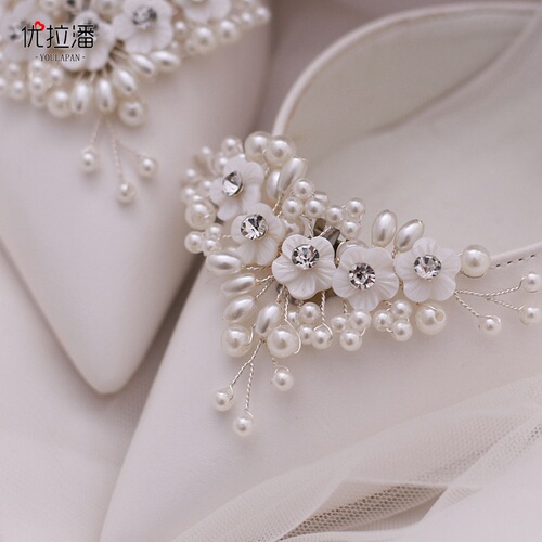 Ulapan bridal shoe buckle shell plum blossom pearl detachable wedding shoes flower shoe accessories HX09