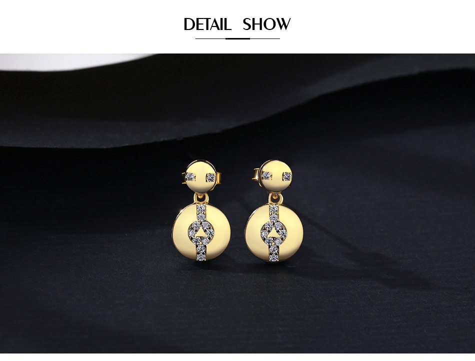 Fashion Diamond Round Silver Earrings Wholesale display picture 3