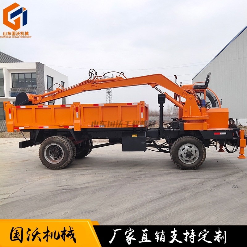 现货挖土挖沙挖运一体机 拉棺下葬车 12吨16吨四不像随车挖