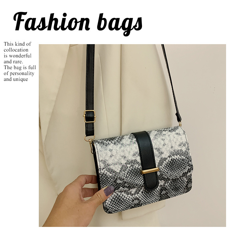 New Fashion All-match Retro Snakeskin Pattern Chain Small Square Bag display picture 6