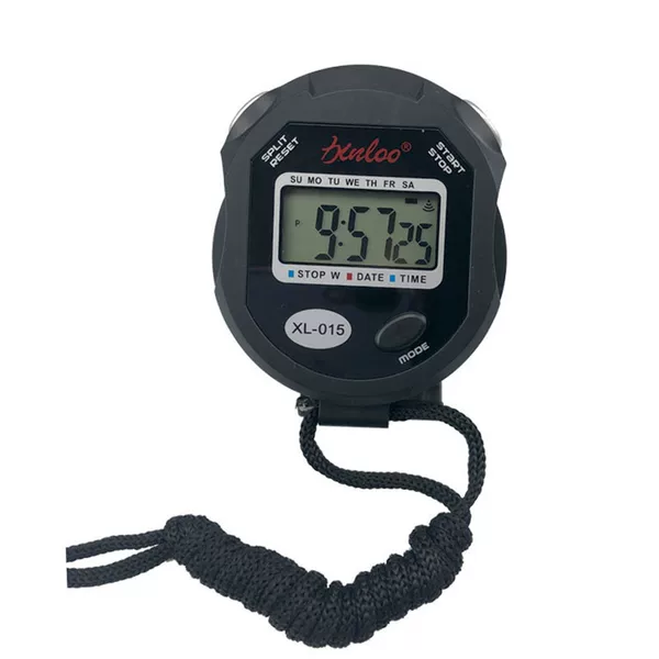 Model 015 Single Row Single Function Handheld Electronic Stopwatch Week Time Alarm Clock Chronograph Electronic Watch